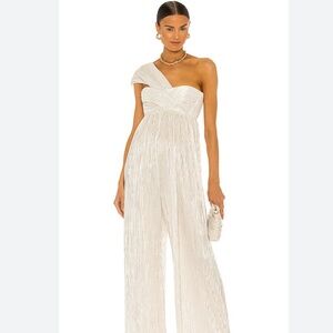 SABINA MUSAYEV Bluebell One-Shoulder Plissé Jumpsuit